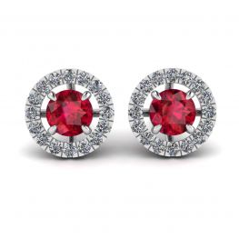 Ruby Stud Earrings with Detachable Diamond Halo Jacket Ruby Stud Earrings with Detachable Diamond Halo Jacket