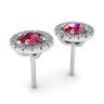Ruby Stud Earrings with Detachable Diamond Halo Jacket, Image 3