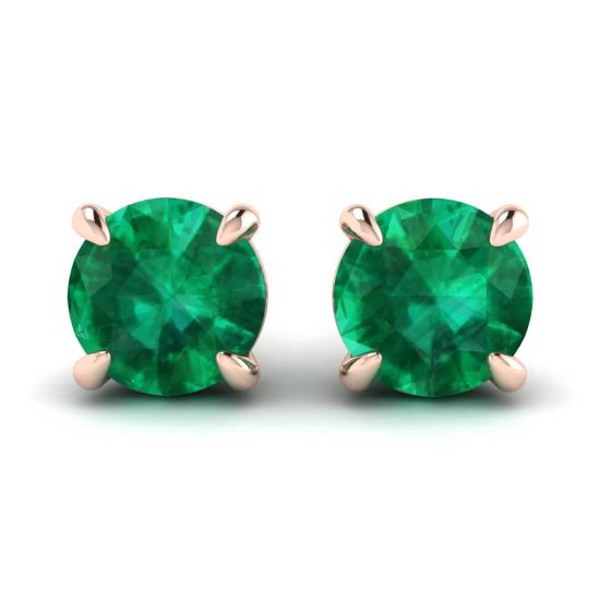 Classic Emerald Stud Earrings Rose Gold, Enlarge image 1