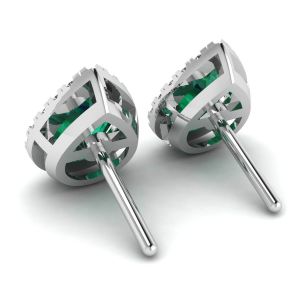 Pear-Shaped Emerald with Diamond Halo Earrings - Photo 2