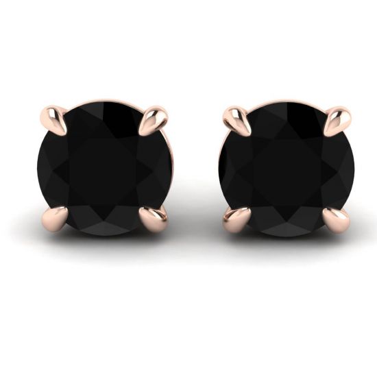 5 mm black diamond stud earrings  Rose Gold, Enlarge image 1