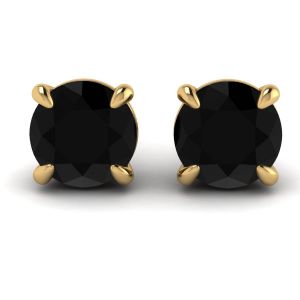 5 mm black diamond stud earrings Yellow Gold