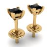 4 mm Princess Cut Black Diamond Stud Earrings Yellow Gold, Image 3
