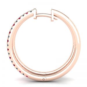 Rose Gold Hoop Earrings with Rubies and Diamonds - Photo 1
