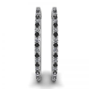 Hoop Black and White Diamond Earrings White Gold - Photo 2