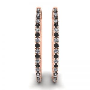 Hoop Black and White Diamond Earrings Rose Gold - Photo 2