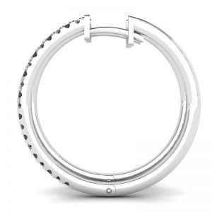 Hoop Black and White Diamond Earrings White Gold - Photo 1