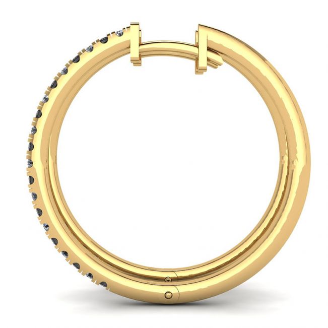 Hoop Black and White Diamond Earrings Yellow Gold - Photo 1