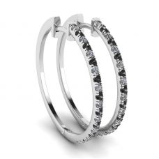 Hoop Black and White Diamond Earrings White Gold