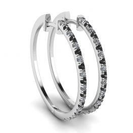Hoop Black and White Diamond Earrings White Gold
