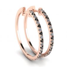 Hoop Black and White Diamond Earrings Rose Gold