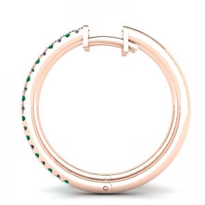 Diamond and Emerald Hoop Earrings Rose Gold - Photo 1
