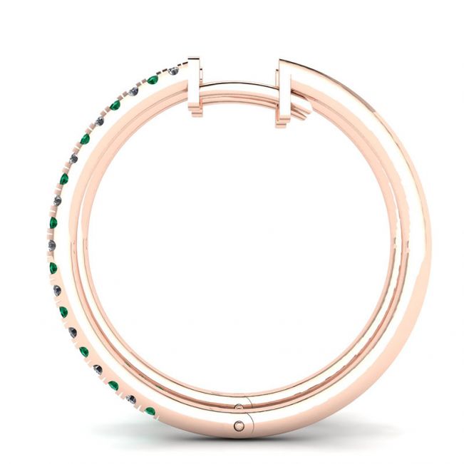 Diamond and Emerald Hoop Earrings Rose Gold - Photo 1