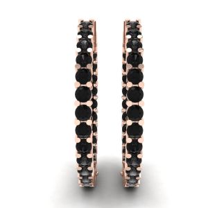 Black Diamond Hoop Earrings Rose Gold - Photo 2