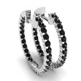 Black Diamond Hoop Earrings 