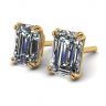 Emerald Cut Diamond Stud Earrings Yellow Gold, Image 2