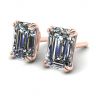 Emerald Cut Diamond Stud Earrings Rose Gold, Image 2