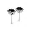 Halo 4 mm Princess Cut Black Diamond Stud Earrings, Image 3