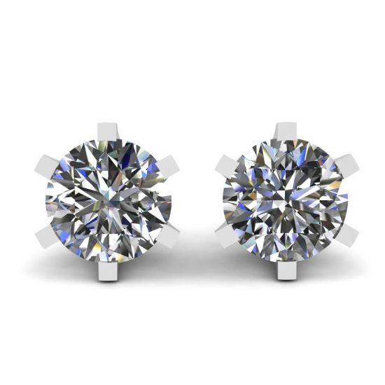 Classic Diamond Stud Earrings in 18K White Gold, Enlarge image 1