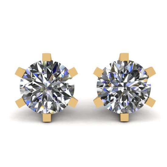 Classic Diamond Stud Earrings in 18K  Yellow Gold, Enlarge image 1