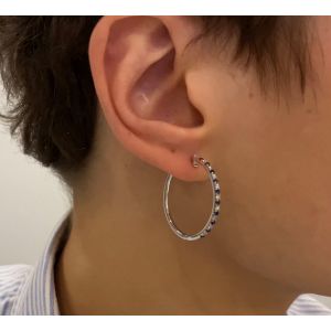 Hoop Sapphire and Diamond Earrings White Gold - Photo 3