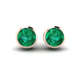 Emerald Stud Earrings in Rose Gold