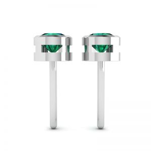 Emerald Stud Earrings in White Gold - Photo 1