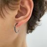 Black Diamond Hoop Earrings in White Gold, Image 3