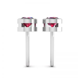 Ruby Stud Earrings in White Gold - Photo 1
