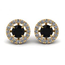 5 mm Black Diamond Studs with Detachable Halo Jackets Yellow Gold