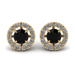 5 mm Black Diamond Studs with Detachable Halo Jackets Yellow Gold 5 mm Black Diamond Studs with Detachable Halo Jackets Yellow Gold