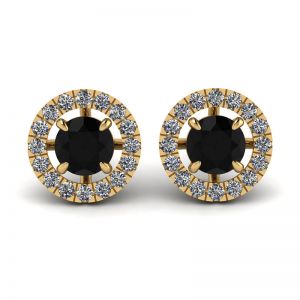 5 mm Black Diamond Studs with Detachable Halo Jackets Yellow Gold