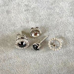 5 mm Black Diamond Studs with Detachable Halo Jackets   - Photo 3