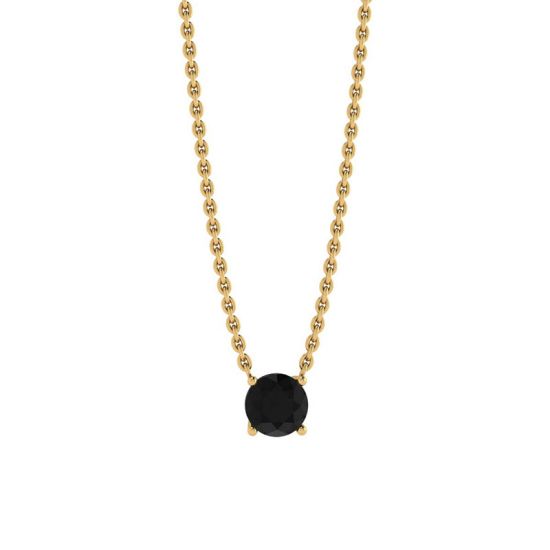 Classic Solitaire Diamond Necklace on Thin Chain Yellow Gold, Enlarge image 1