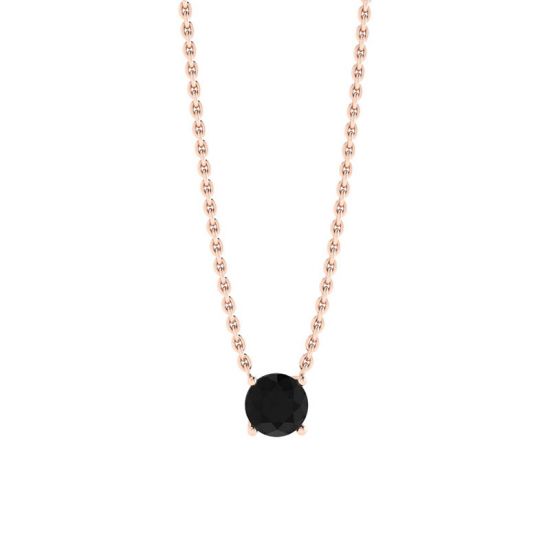 Classic Solitaire Diamond Necklace on Thin Chain Rose Gold, Enlarge image 1