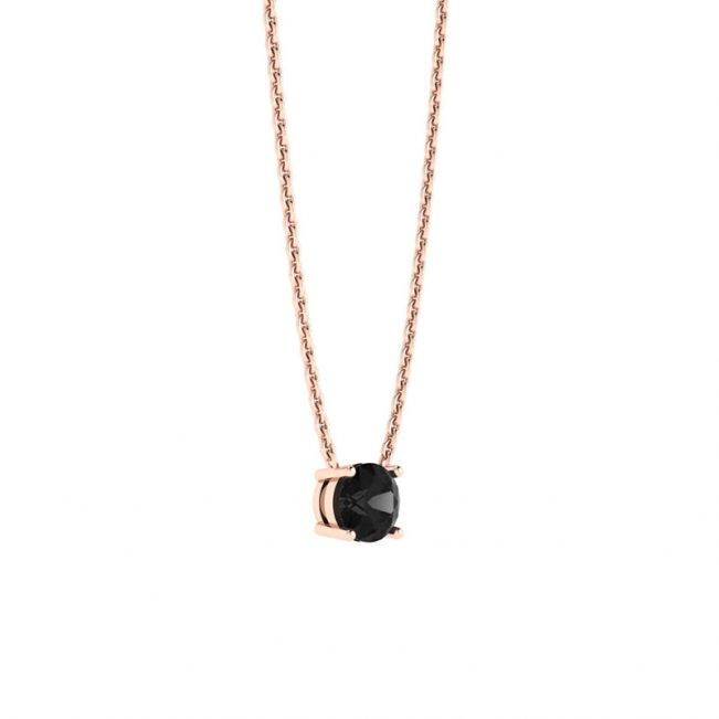 Classic Solitaire Diamond Necklace on Thin Chain Rose Gold - Photo 1