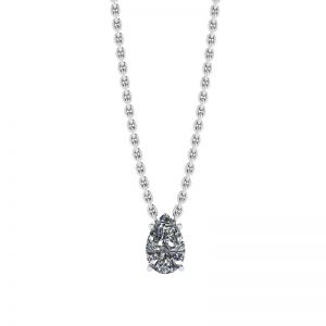 Pear Diamond Solitaire Necklace on Thin Chain