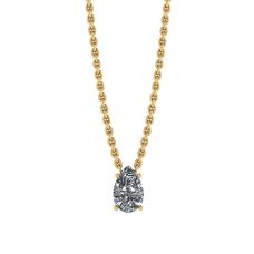 Pear Diamond Solitaire Necklace on Thin Yellow Chain