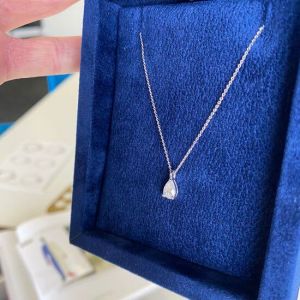 Pear Diamond Solitaire Necklace on Thin Chain - Photo 3