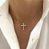 Cross Necklace with 11 diamonds (2х1.5 cm), Image 2