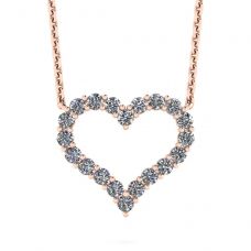 Diamond Heart Necklace in 18K Rose Gold