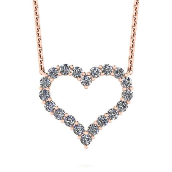Diamond Heart Necklace in 18K Rose Gold, Enlarge image 1
