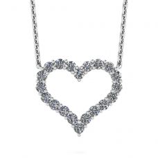 Diamond Heart Necklace in 18K White Gold