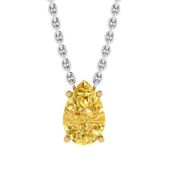 Pear Shaped Fancy Yellow Diamond Chain Necklace Yellow Gold, Enlarge image 1