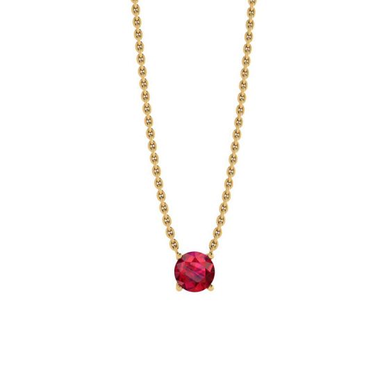 1/2 carat Round Ruby on Yellow Gold Chain, Enlarge image 1