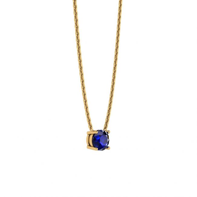1/2 carat Round Sapphire on Yellow Gold Chain - Photo 1