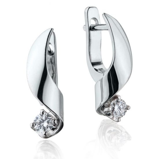 Small Earrings with 3 mm Diamond - Ruban Collection, Enlarge image 1