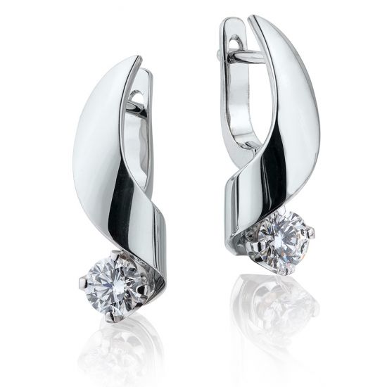 Small Earrings with 4.5 mm Diamond - Ruban Collection, Enlarge image 1