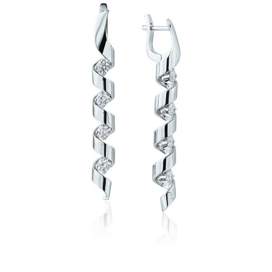Long Earrings with Diamonds 0.88 ct - Ruban Collection, Enlarge image 1